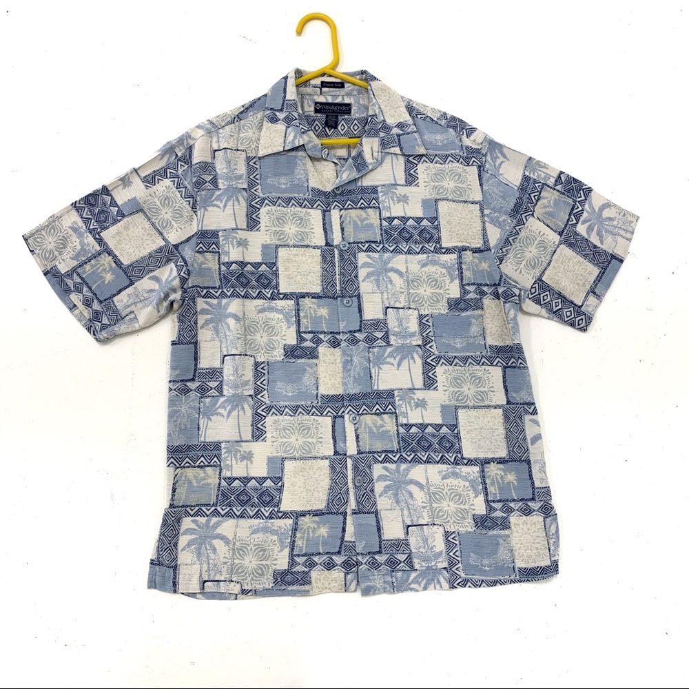 Weekender | Hawaiian Blue Tan Silk Shirt
